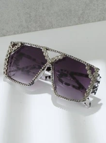 Rhinestone Decor Fashion Glasses - Dusty Purple - View 1