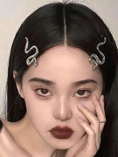 2 Stück Schlangen-Dekor Haarclips für den täglichen Gebrauch, Y2K Krallen-Clips, Haarklammern, Haarspangen, Schulsachen, Haraccessoires, Kopfschmuck