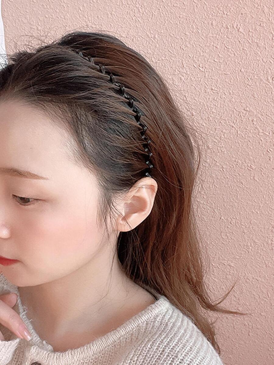 1 băng đô thiết kế gợn sóng đơn giản chống trơn trượt cho nữ để trang trí tóc - màu đen - Xem 1