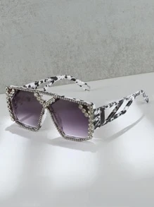 Rhinestone Decor Fashion Glasses - Dusty Purple - View 2