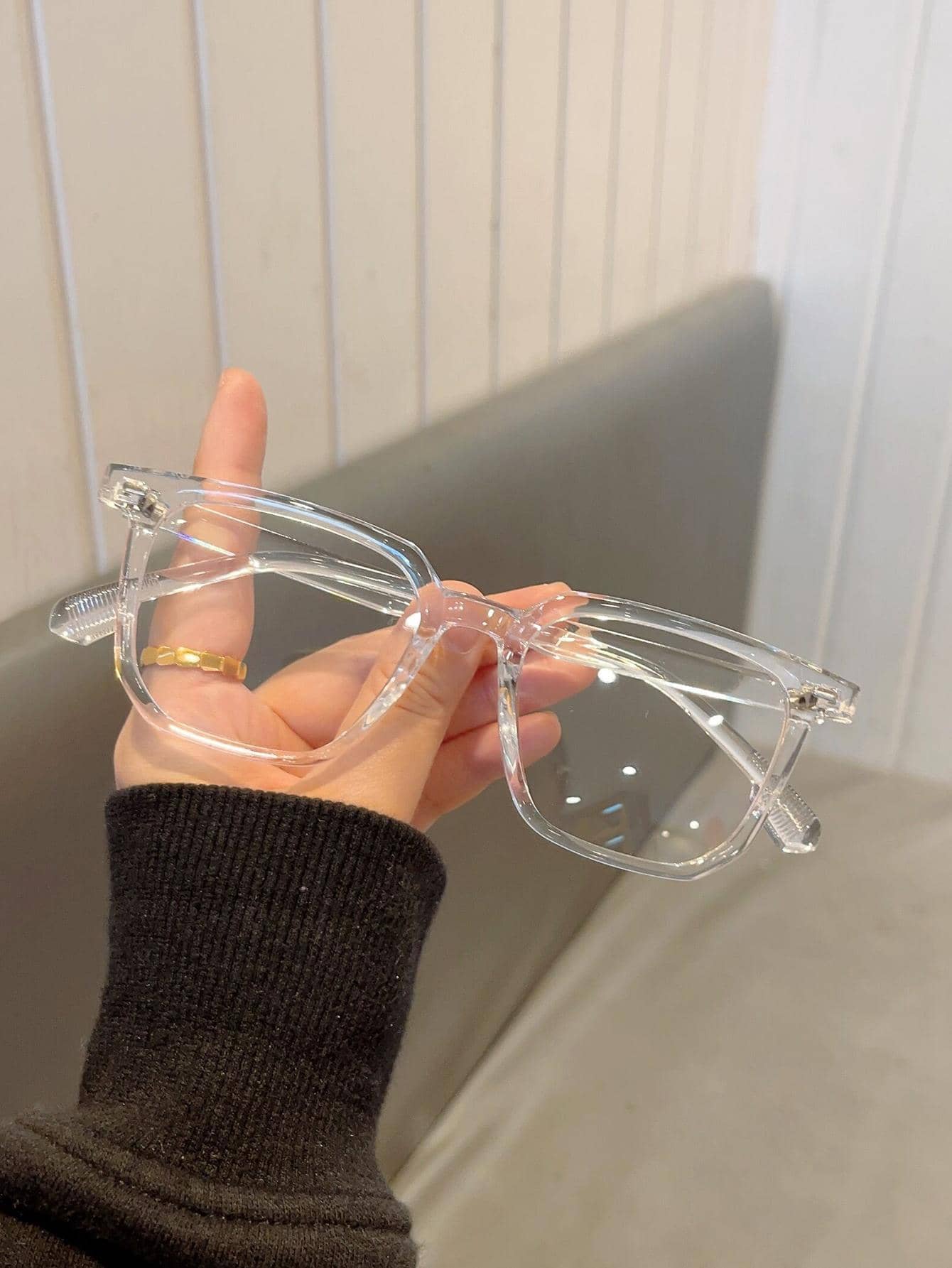 透明方形框架眼鏡