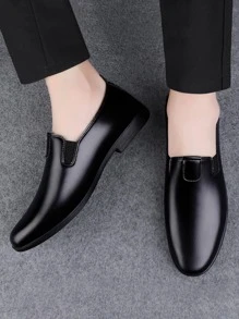 男士彈性帶工作辦公室黑色男士正裝鞋 - 黑色 - 查看 4