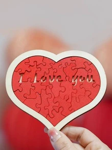 1塊木製心形拼圖,學生情人節禮物,情感玩具,生日禮物