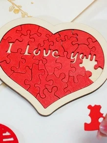 1塊木製心形拼圖,學生情人節禮物,情感玩具,生日禮物