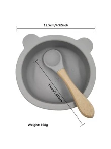 1pc Kids Cartoon Bear Shaped Bowl With Spoon