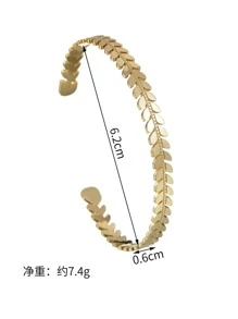 1入組時尚不銹鋼麥穗設計開口手鐲適合女士適用於度假 - 金色 - 查看 5