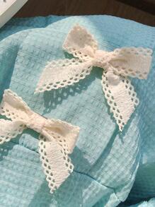 2pcs Bow Decor Hair Clip Cute Valentine's Day Valentines Claw Clips Hair Claws Hair Barrettes, School Stuff, Elegant, College - Apricot - View 2