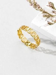 1 Nhẫn Thép Không Gỉ Thời Trang Rỗng Ra Cho Nữ Trang Trí Hàng Ngày - Vàng - Xem 1