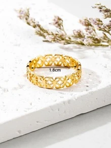 1 Nhẫn Thép Không Gỉ Thời Trang Rỗng Ra Cho Nữ Trang Trí Hàng Ngày - Vàng - Xem 3