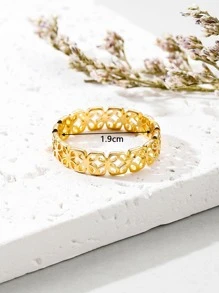 1 Nhẫn Thép Không Gỉ Thời Trang Rỗng Ra Cho Nữ Trang Trí Hàng Ngày - Vàng - Xem 4