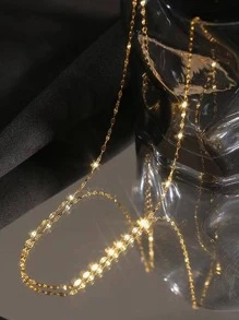 Nooxian 1入組時尚不銹鋼極簡風格項鍊適合女士日常裝飾 - 金黃色 - 查看 2