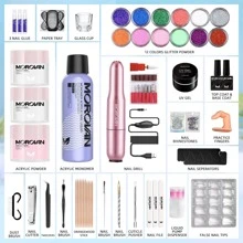 Morovan Acrylic Nail Kit With Drill - Glitter Acrylic Powder And Liquid Monomer Starter Nail Kit With Everything Professional Acrylic Nail Kits Set For Beginners For Nail Art Extension Valentines - 彩色 - 查看 2