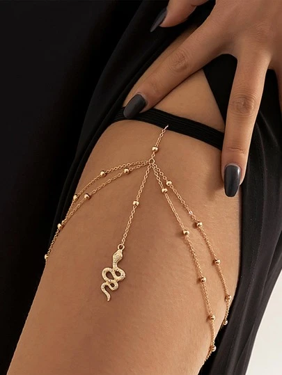 1pc Fashion Snake Charm Layered Thigh Chain For Women For Body Decoration