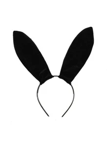 DUOJIAOYAN 1pc Women Fuzzy Rabbit Ear Decor Cute Costume Headband For Party - Black - View 2