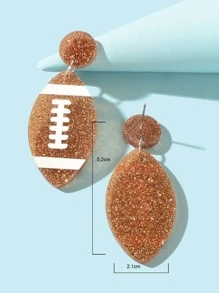 Pendientes largos brillante rugby - Marrón - Ver 4