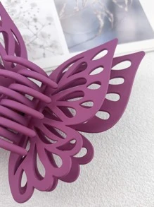 1入組女士鏤空蝴蝶設計時尚髮爪適用於頭髮裝飾用品 - 紅木色 - 查看 5