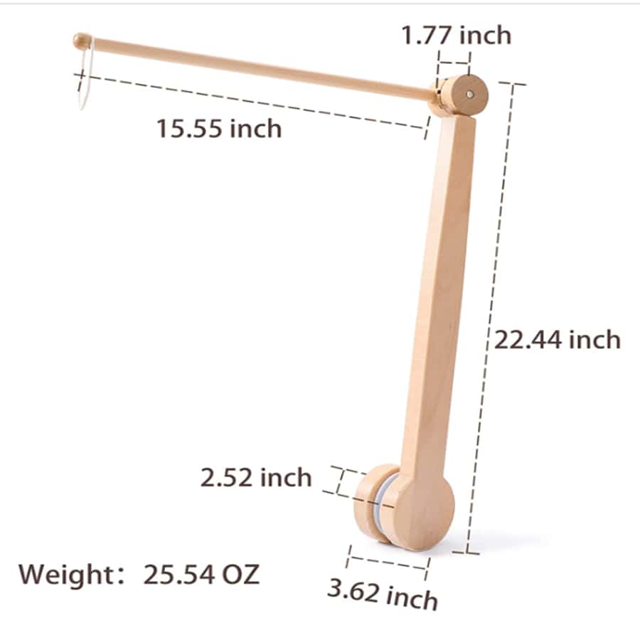 Crib Mobile Arm HBM Wooden Mobile Arm for Crib 1937 Inch Adjustable