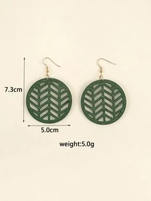 1pair Fashion Hollow Out Round Drop Earrings For Women For Daily Decoration - Green - View 2