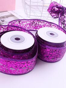 1roll Sequin Decor Gift Wrapping Ribbon, Purple Polyester Garment Decoration Webbing, For DIY