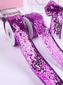 1roll Sequin Decor Gift Wrapping Ribbon, Purple Polyester Garment Decoration Webbing, For DIY