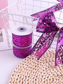 1roll Sequin Decor Gift Wrapping Ribbon, Purple Polyester Garment Decoration Webbing, For DIY