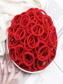 50个装女士纯色休闲发圈，日常马尾辫发圈、发绳、橡皮筋发圈、发饰、头饰