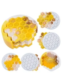 4 pièces Ensemble de moules en résine pour dessous de verre en nid d'abeille, moule en silicone pour dessous de verre en résine époxy avec boîte de rangement, moule de coulée de résine pour dessous de verre en nid d'abeille, moule en résine époxy pour artisanat DIY, dessous de verre, décoration d'intérieur - Blanc - Voir 4