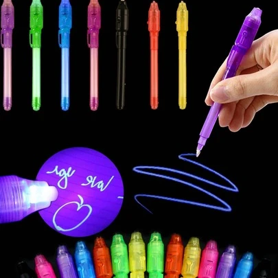 7 chiếc Bút mực vô hình, Bút gián điệp Bút mực vô hình và Thông điệp thẻ ma thuật ánh sáng đen và Bút dạ quang bằng nhựa đa chức năng, Bút dạ quang mực vô hình đơn giản cho trường học
