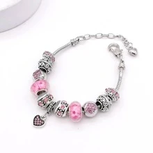 1入組波西m亞水鑽裝飾愛心掛飾手鏈適合女士日常裝飾