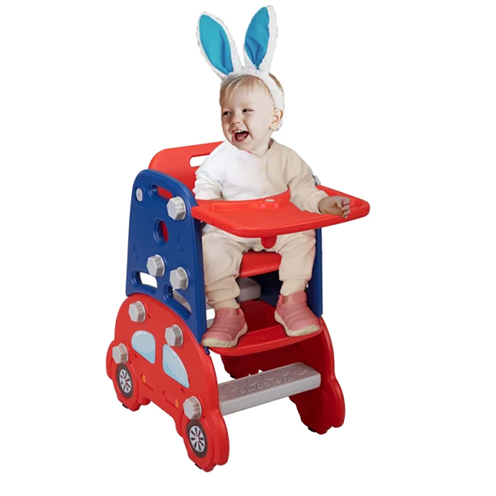 Baby Slide,Baby Highchair and Toddler Slide with Basketball Hoop, Easy