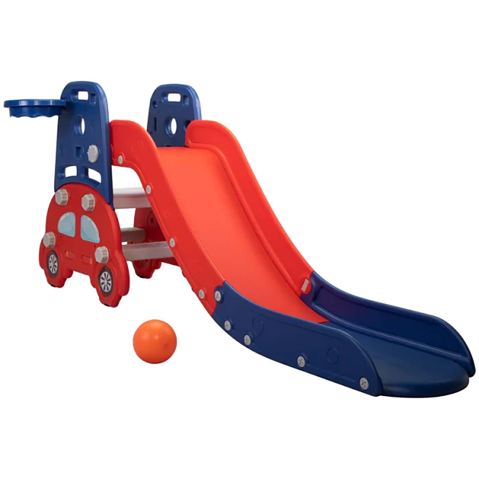 Baby Slide,Baby Highchair and Toddler Slide with Basketball Hoop, Easy