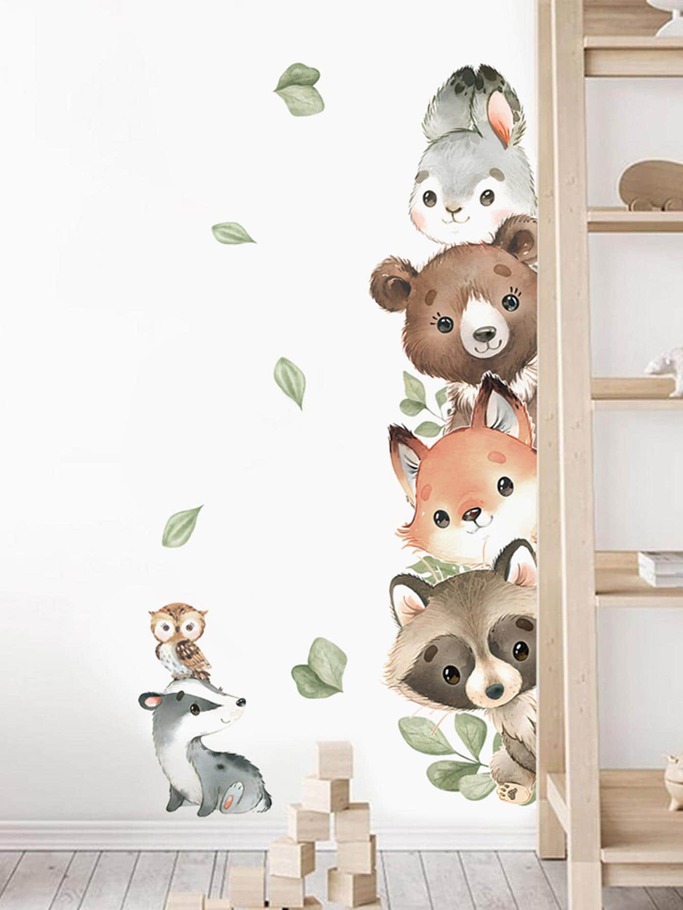 SURELIFE Cartoon Animal Pattern Wall Sticker, Cute PVC Self Adhesive