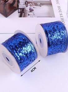 3m 4cm 寶藍色閃閃發光蝴蝶絲帶網狀裝飾，適合 Diy 服裝和舞台表演裝飾 - 寶藍色 - 查看 3