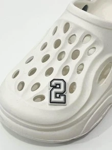 1入組數字形狀鞋時髦鞋飾適用於洞洞鞋 - 黑與白 - 查看 1