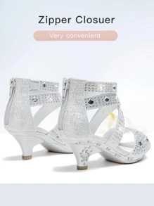 Dreamshoes Low Heel Dress Open Toe Pump Girls Sandals Toddler/Little Kid/Big Kid - 銀色 - 查看 4