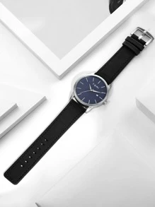 Đồng hồ thạch anh mặt tròn chống nước TOMI 1 dây đeo bằng PU màu đen thông thường, dành cho cuộc sống hàng ngày như một món quà dành cho học sinh đi học trở lại - màu đen - Xem 4