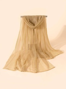 1 chiếc khăn choàng mềm mại bằng polyester lấp lánh dành cho nữ, màu trơn, khăn choàng, phụ kiện băng đô dành cho nữ - Màu Khaki - Xem 3