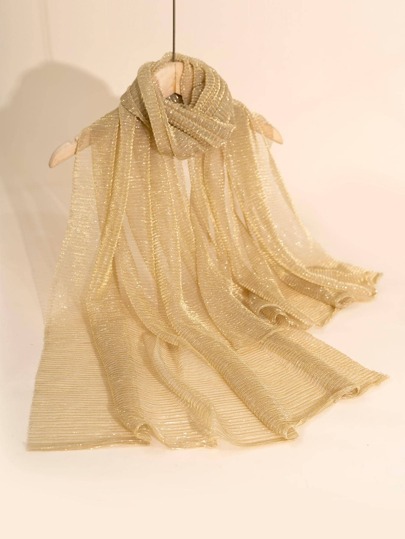 1pc Soft Polyester Shimmer Scarf For Women, Solid Color, Shawl, Headband Accessories Women