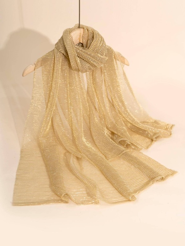 1pc Soft Polyester Shimmer Scarf For Women, Solid Color, Shawl, Headband Accessories Women
