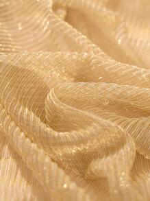 1 chiếc khăn choàng mềm mại bằng polyester lấp lánh dành cho nữ, màu trơn, khăn choàng, phụ kiện băng đô dành cho nữ - Màu Khaki - Xem 2