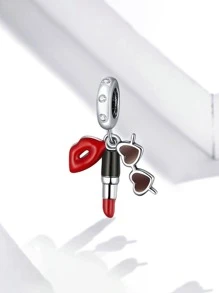 ESBERRY 1入組時尚口紅和眼鏡純銀DIY吊墜手環珠寶製作