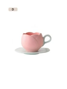 1 set en forma de flor Taza mug & Plato - Multicolor - Ver 8