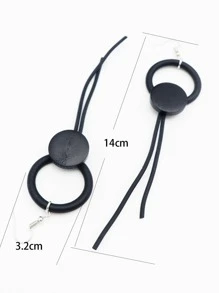 1雙休閒橡膠圓形和圓形耳墜適合女士日常裝飾 - 黑色 - 查看 3