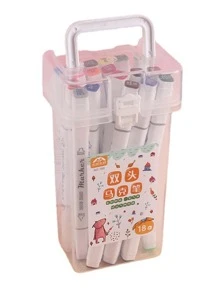 1box Mixed Color Marker Pen, Simple Double Head Marker For Student Drawing - Multicolor - View 4
