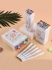 1box Mixed Color Marker Pen, Simple Double Head Marker For Student Drawing - Multicolor - View 6