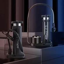 X-tiger 自行車打氣筒、升級版迷你便攜式自行車打氣筒、帶壓力表的腳踏自行車打氣筒、輪胎充氣裝置 - 黑色 - 查看 2