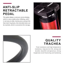 X-tiger 自行車打氣筒、升級版迷你便攜式自行車打氣筒、帶壓力表的腳踏自行車打氣筒、輪胎充氣裝置 - 黑色 - 查看 4