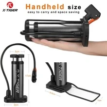 X-tiger 自行車打氣筒、升級版迷你便攜式自行車打氣筒、帶壓力表的腳踏自行車打氣筒、輪胎充氣裝置 - 黑色 - 查看 3