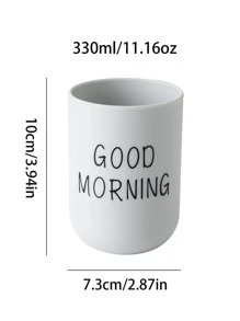 1入組標語圖案漱口杯 - 白色 - 查看 2