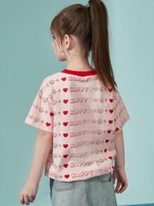 Áo thun tay ngắn in chữ nhẹ nhàng cho bé gái tuổi mới lớn, mùa hè - Hồng - Xem 4